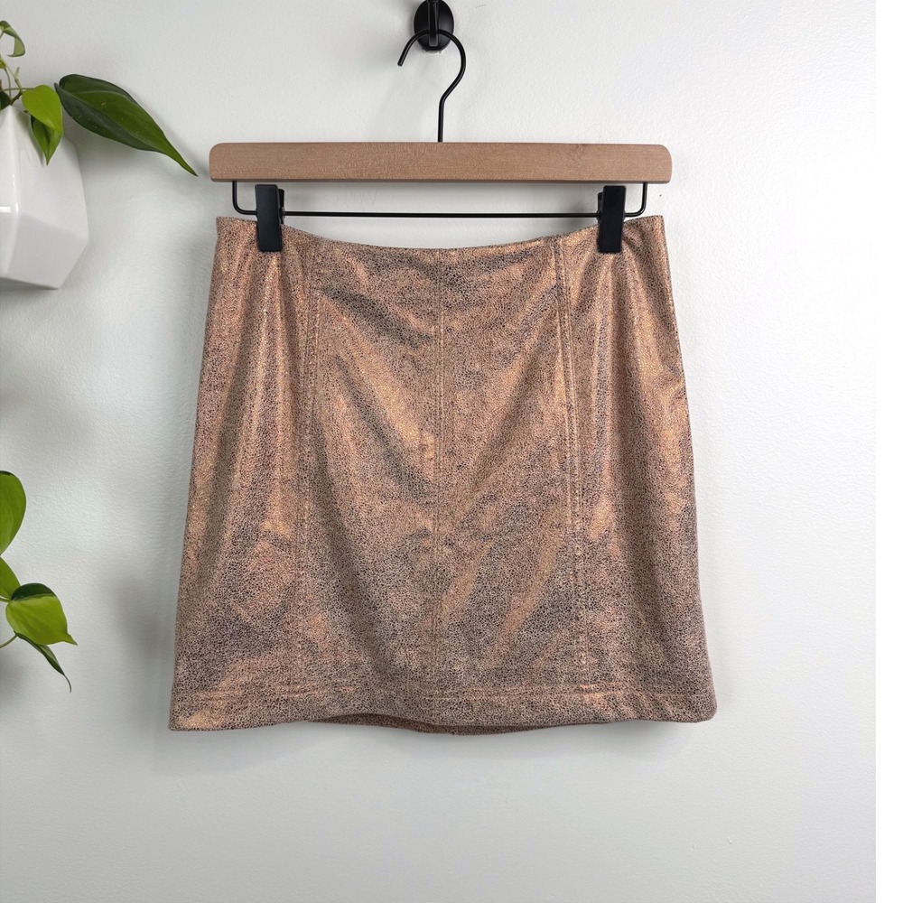 Free People New Modern Femme Vegan Metallic Mini Skirt 4 Boho Chic Festival